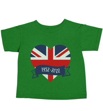 British flag heart Queens jubilee green baby toddler Tshirt 2 Years