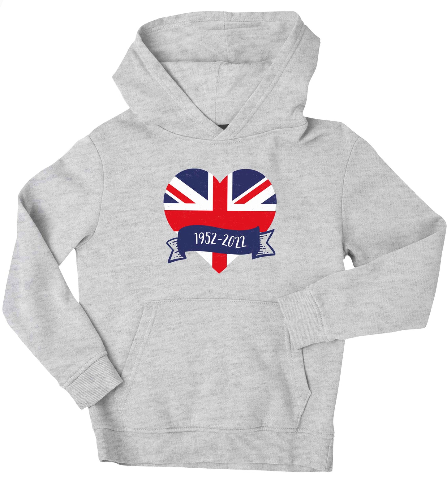 British flag heart Queens jubilee children's grey hoodie 12-13 Years