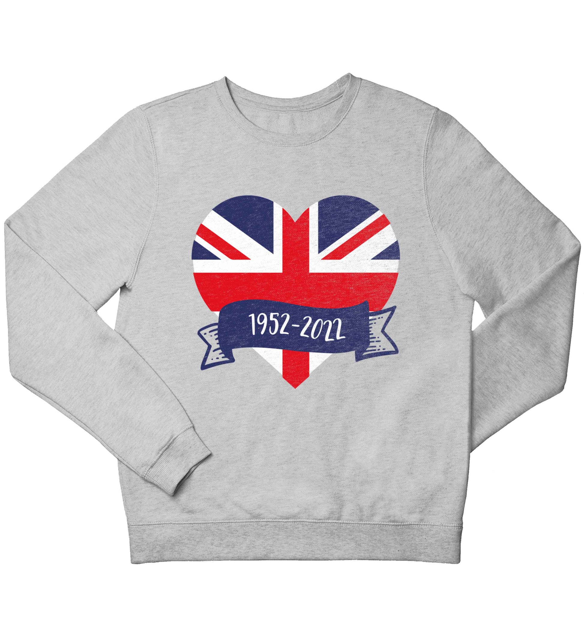 British flag heart Queens jubilee children's grey sweater 12-13 Years