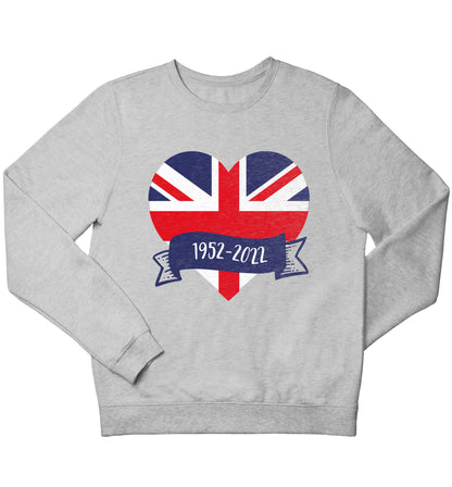 British flag heart Queens jubilee children's grey sweater 12-13 Years