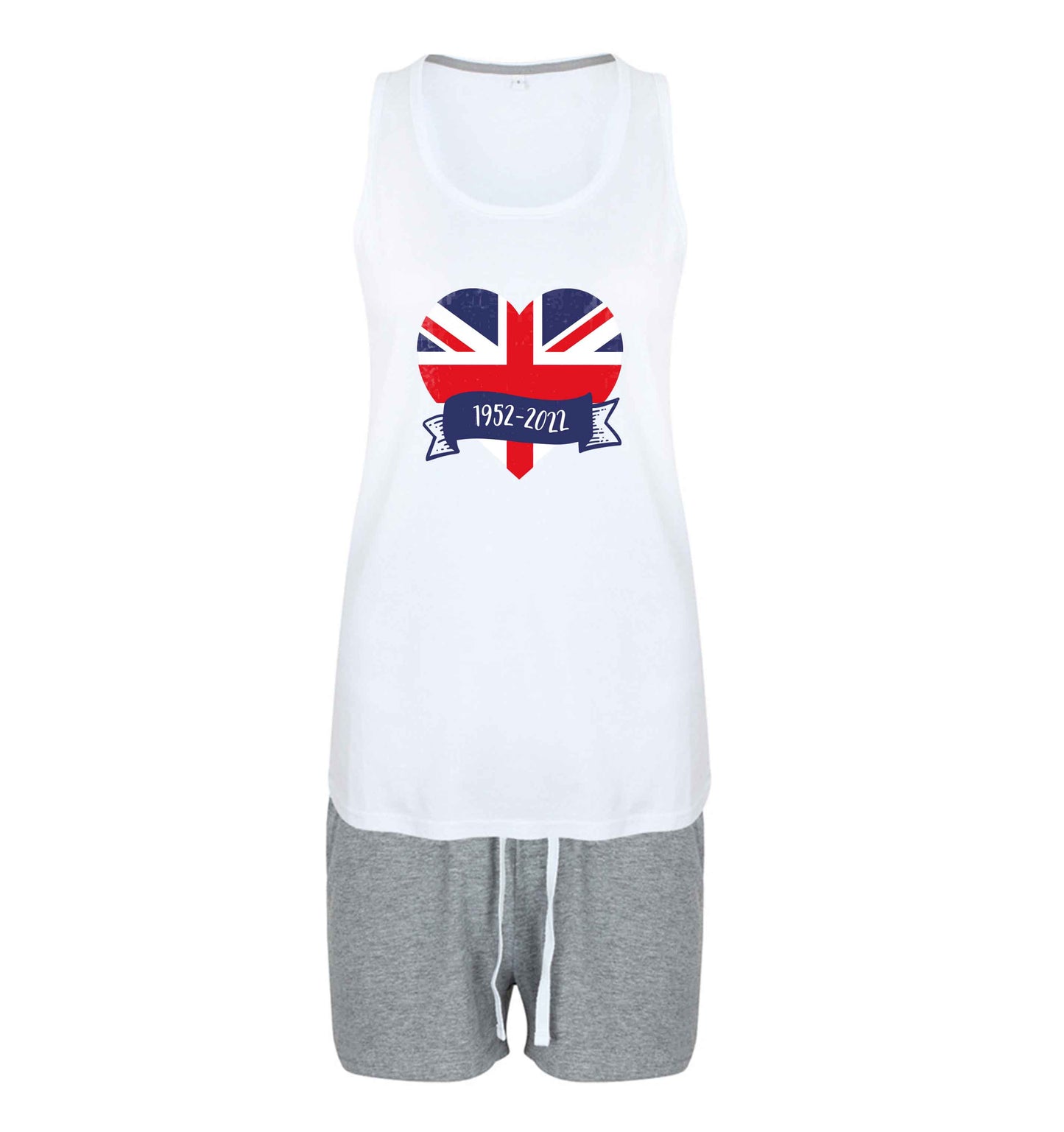 British flag heart Queens jubilee size XL women's pyjama shorts set in pink 