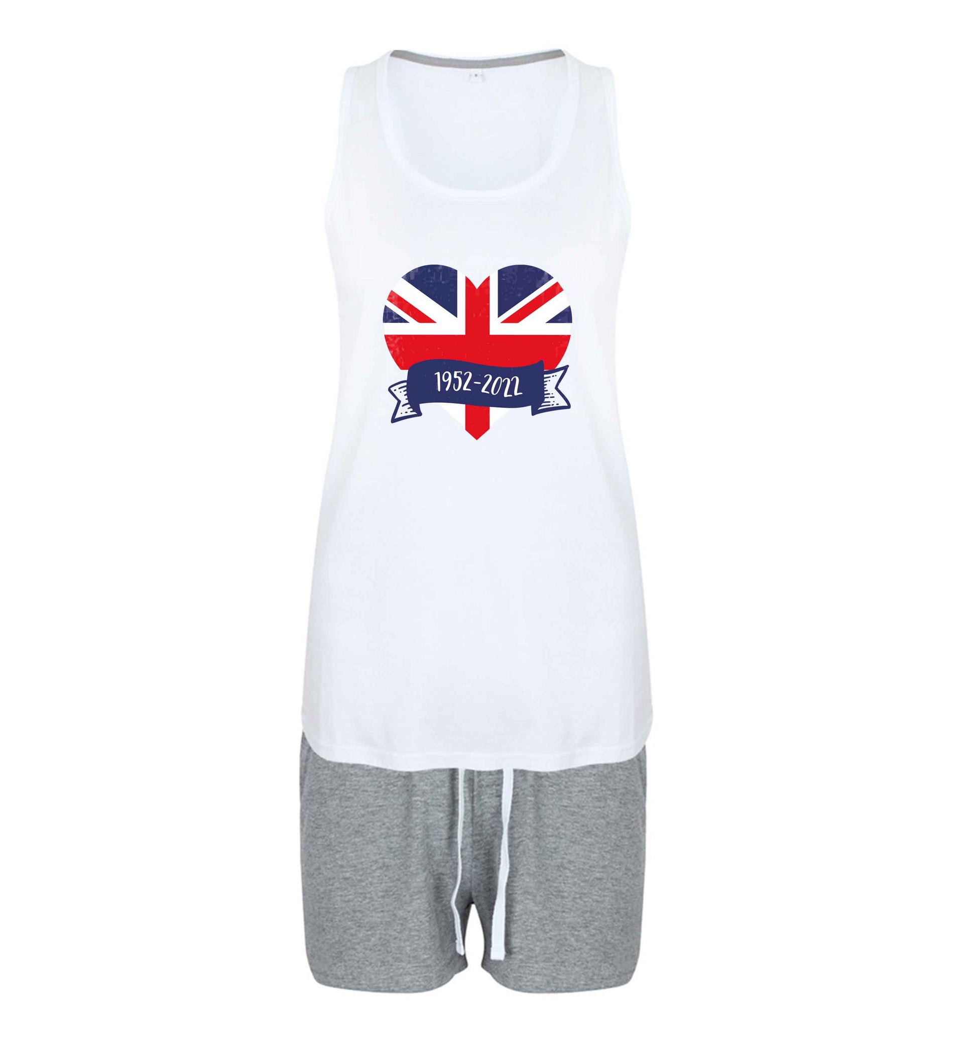 British flag heart Queens jubilee size XL women's pyjama shorts set in pink 