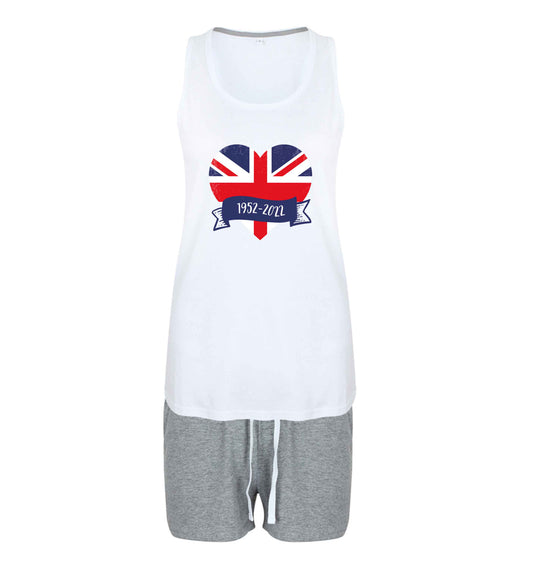 British flag heart Queens jubilee size XL women's pyjama shorts set in pink 