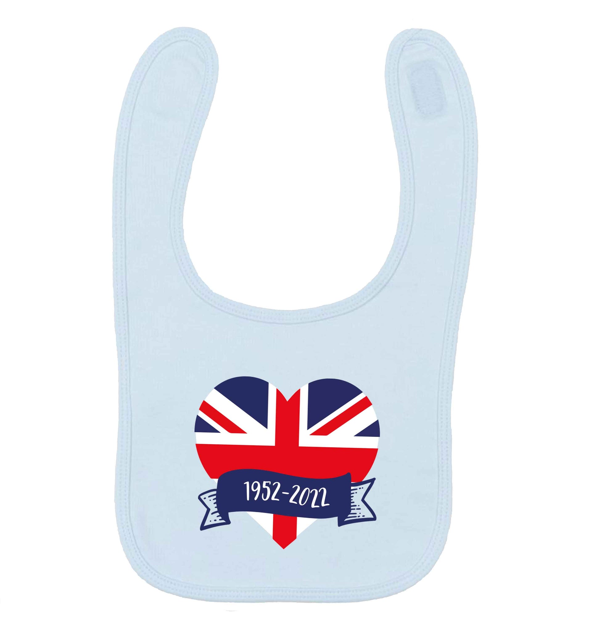 British flag heart Queens jubilee pale blue baby bib