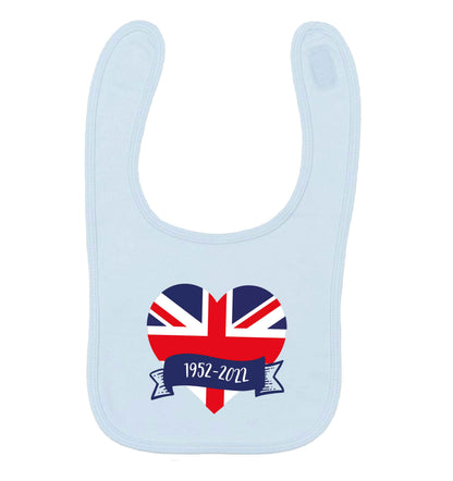 British flag heart Queens jubilee pale blue baby bib