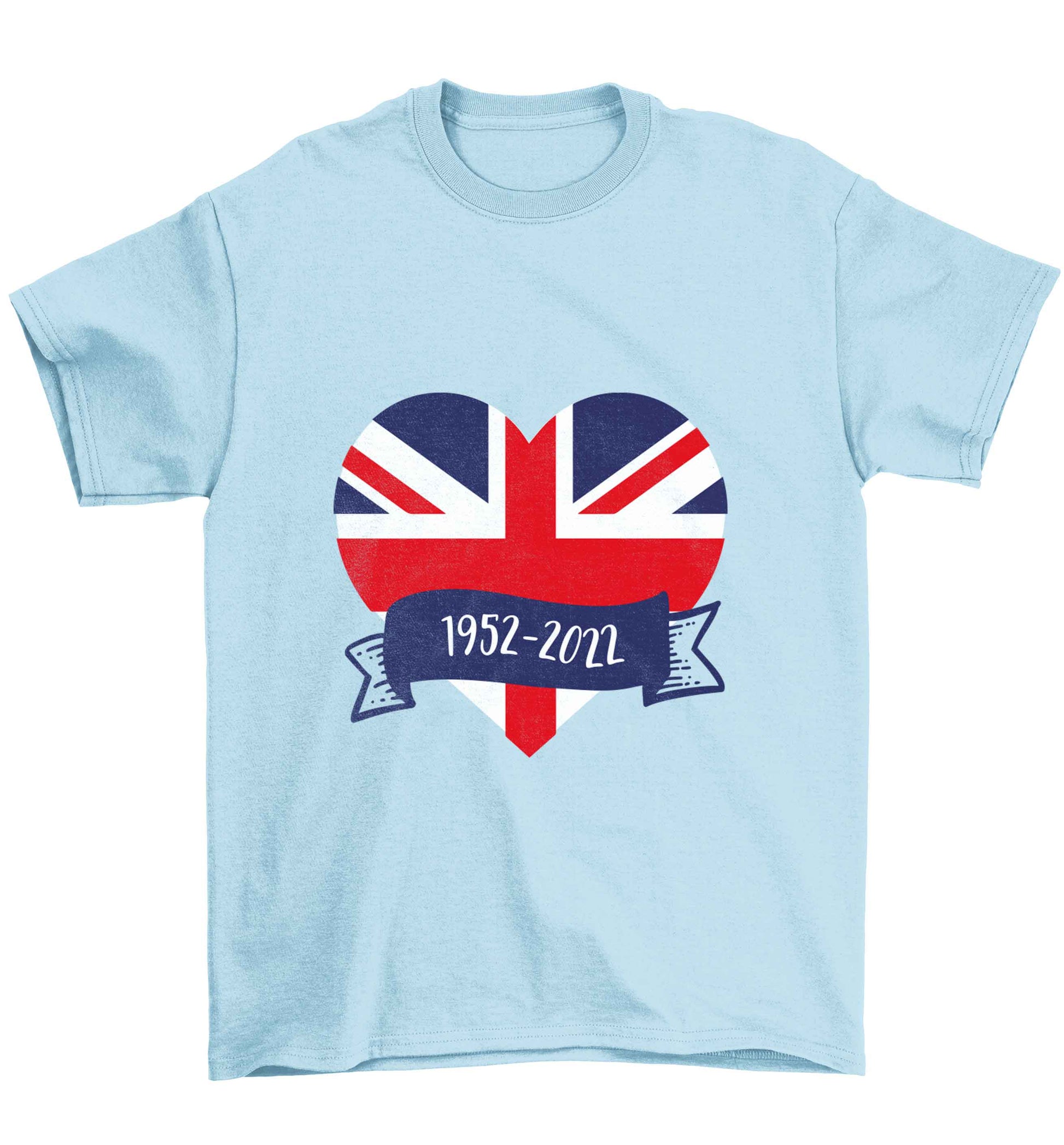 British flag heart Queens jubilee Children's light blue Tshirt 12-13 Years