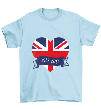 British flag heart Queens jubilee Children's light blue Tshirt 12-13 Years