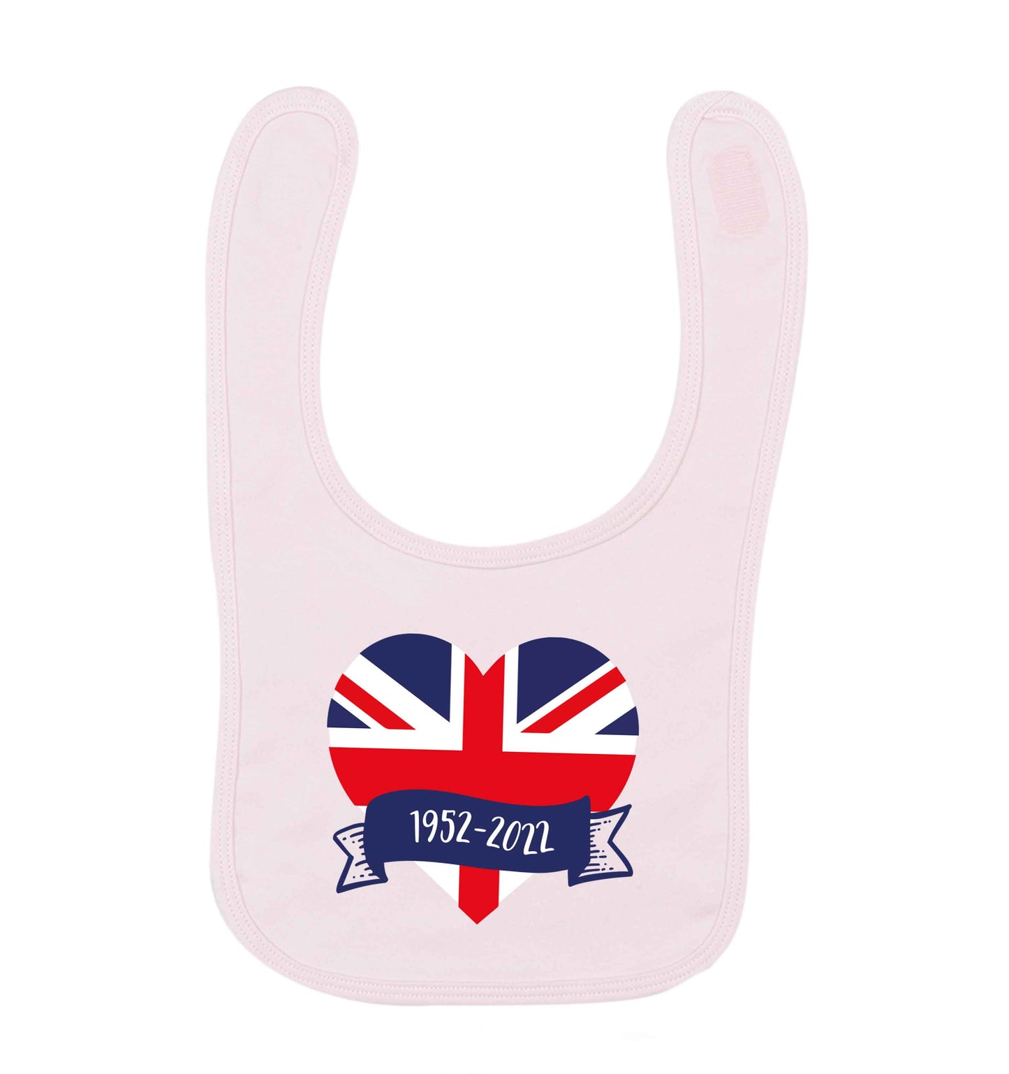 British flag heart Queens jubilee pale pink baby bib