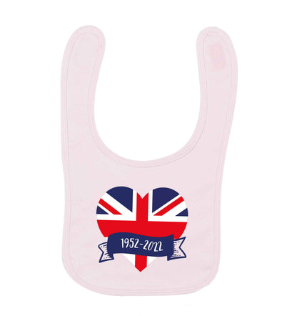 British flag heart Queens jubilee pale pink baby bib