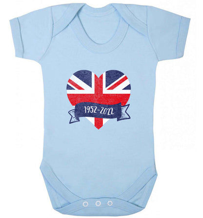 British flag heart Queens jubilee baby vest pale blue 18-24 months