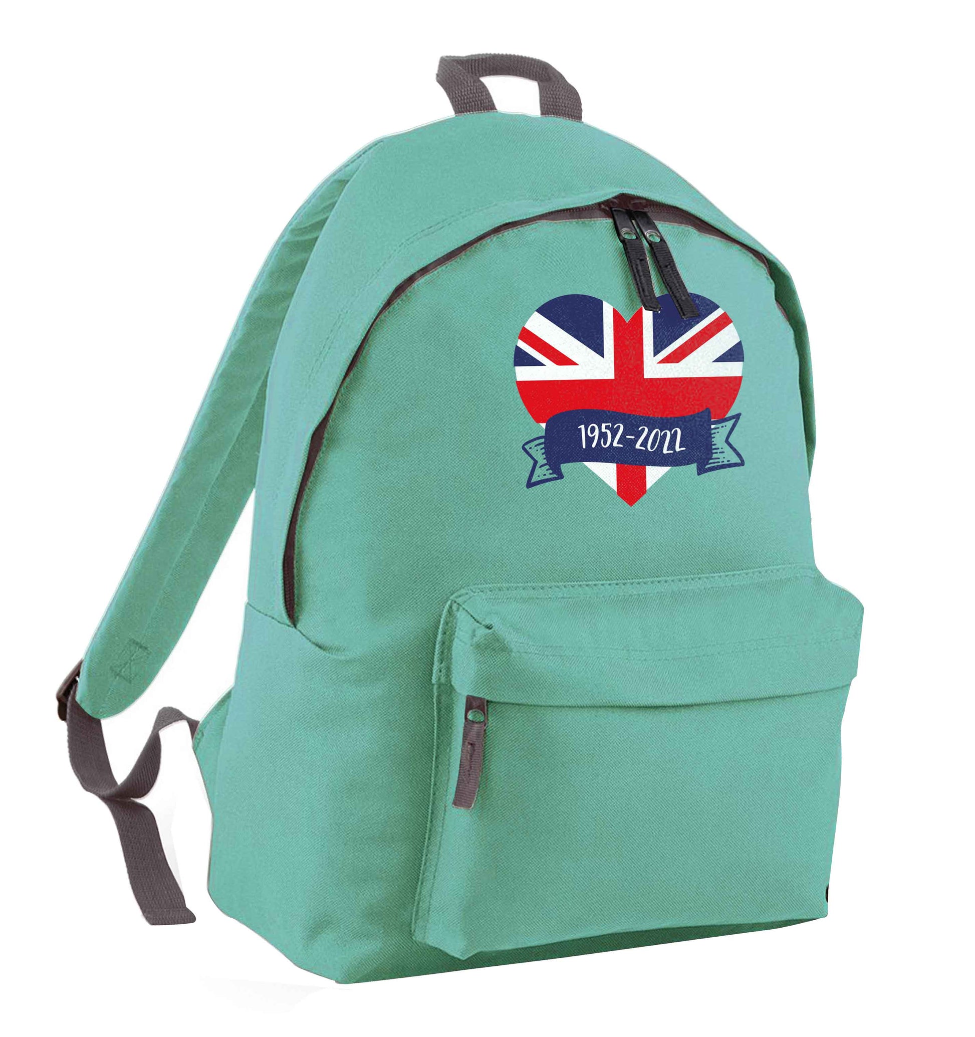 British flag heart Queens jubilee mint adults backpack