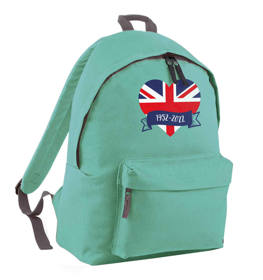 British flag heart Queens jubilee mint adults backpack