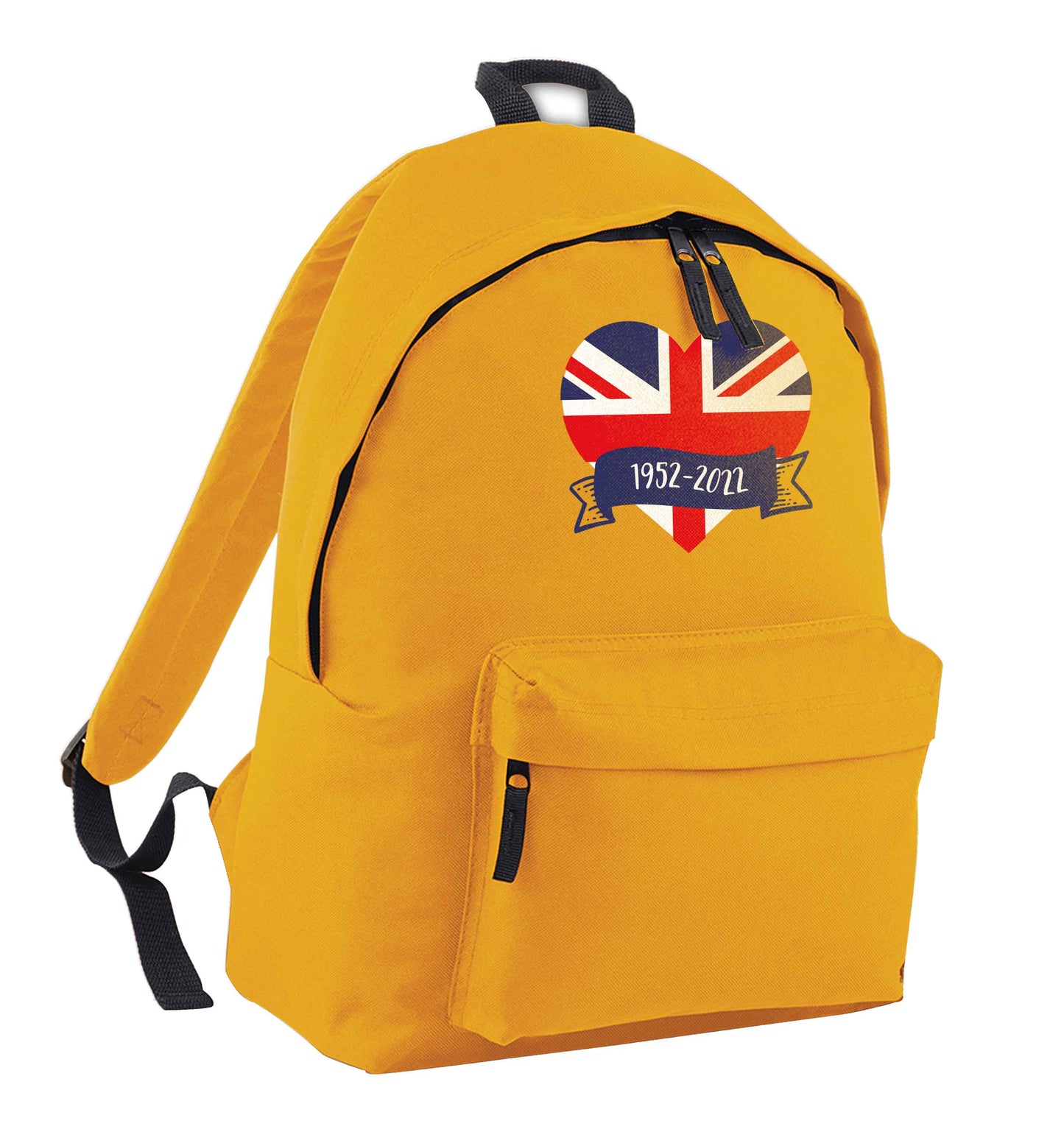 British flag heart Queens jubilee mustard adults backpack