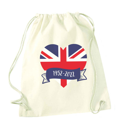 British flag heart Queens jubilee natural drawstring bag