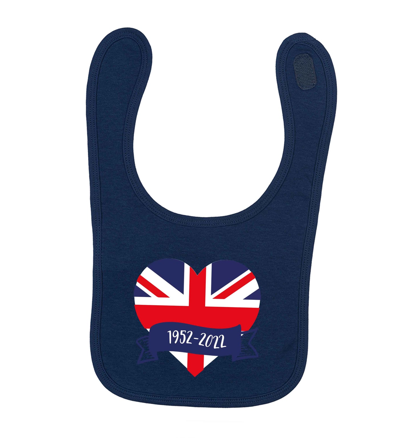 British flag heart Queens jubilee navy baby bib