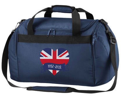 British flag heart Queens jubilee navy holdall / duffel bag