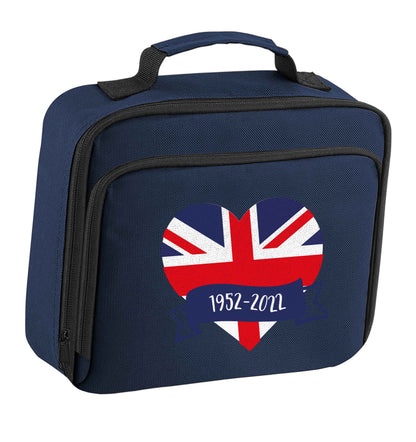 British flag heart Queens jubilee insulated navy lunch bag cooler