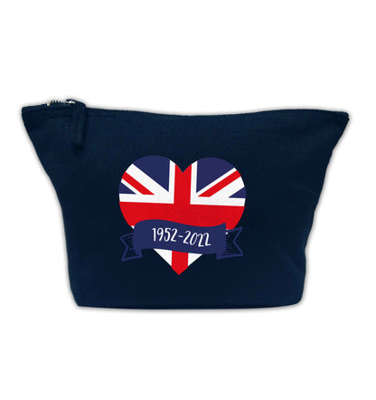 British flag heart Queens jubilee navy makeup bag