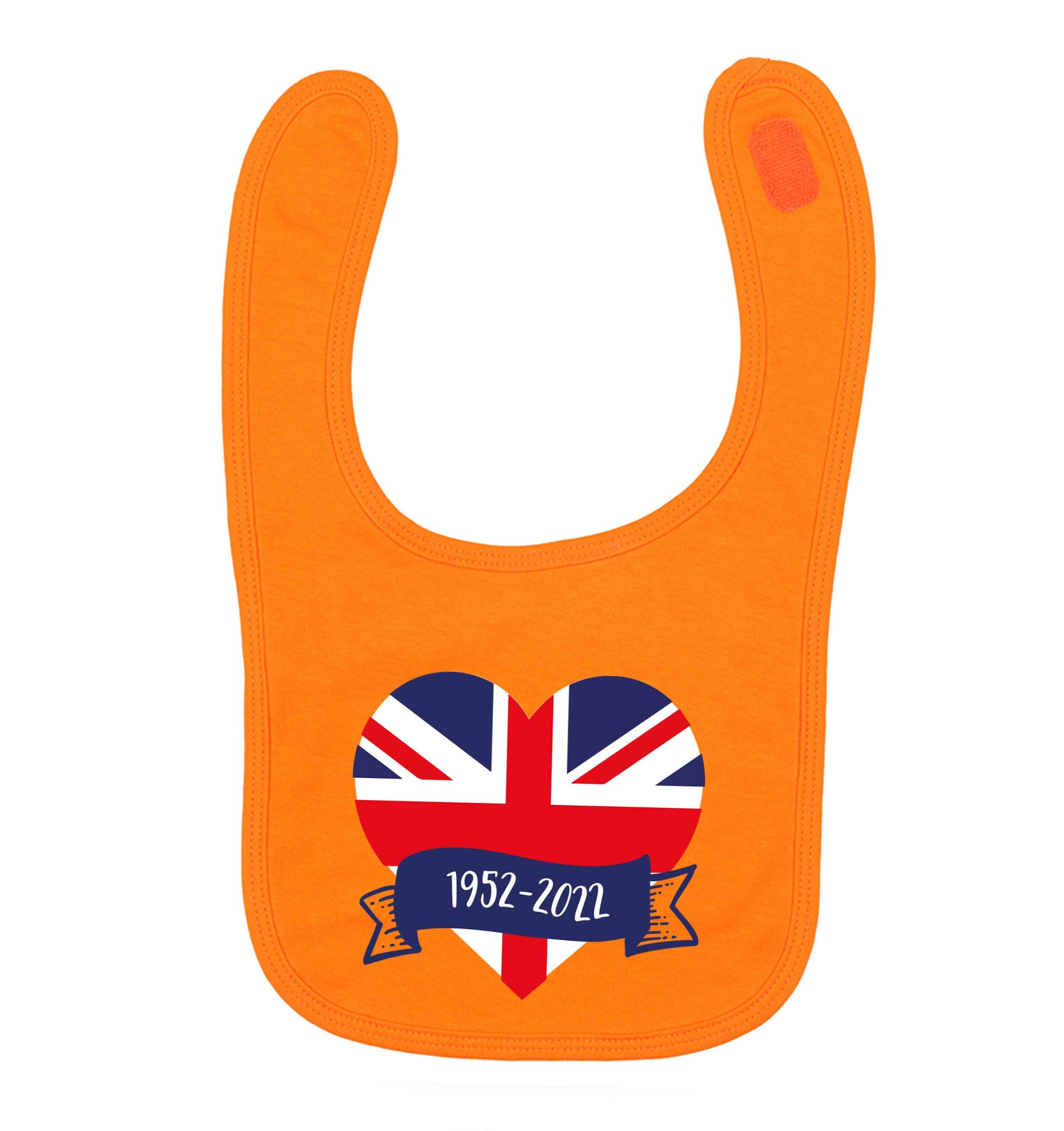 British flag heart Queens jubilee orange baby bib
