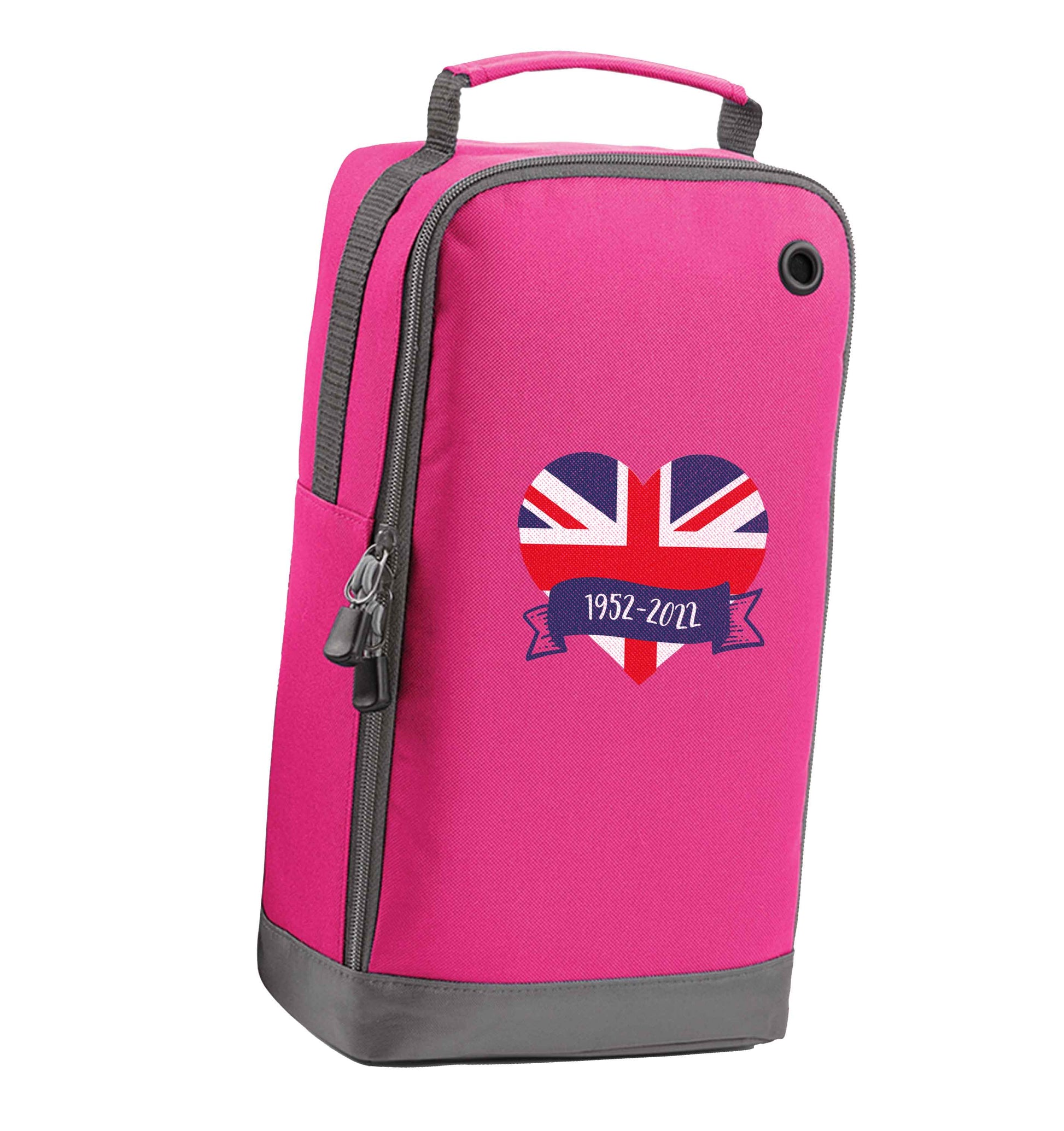 British flag heart Queens jubilee pink sports shoe bag vertical print