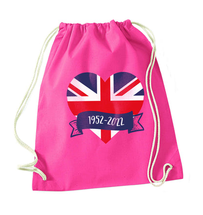 British flag heart Queens jubilee pink drawstring bag