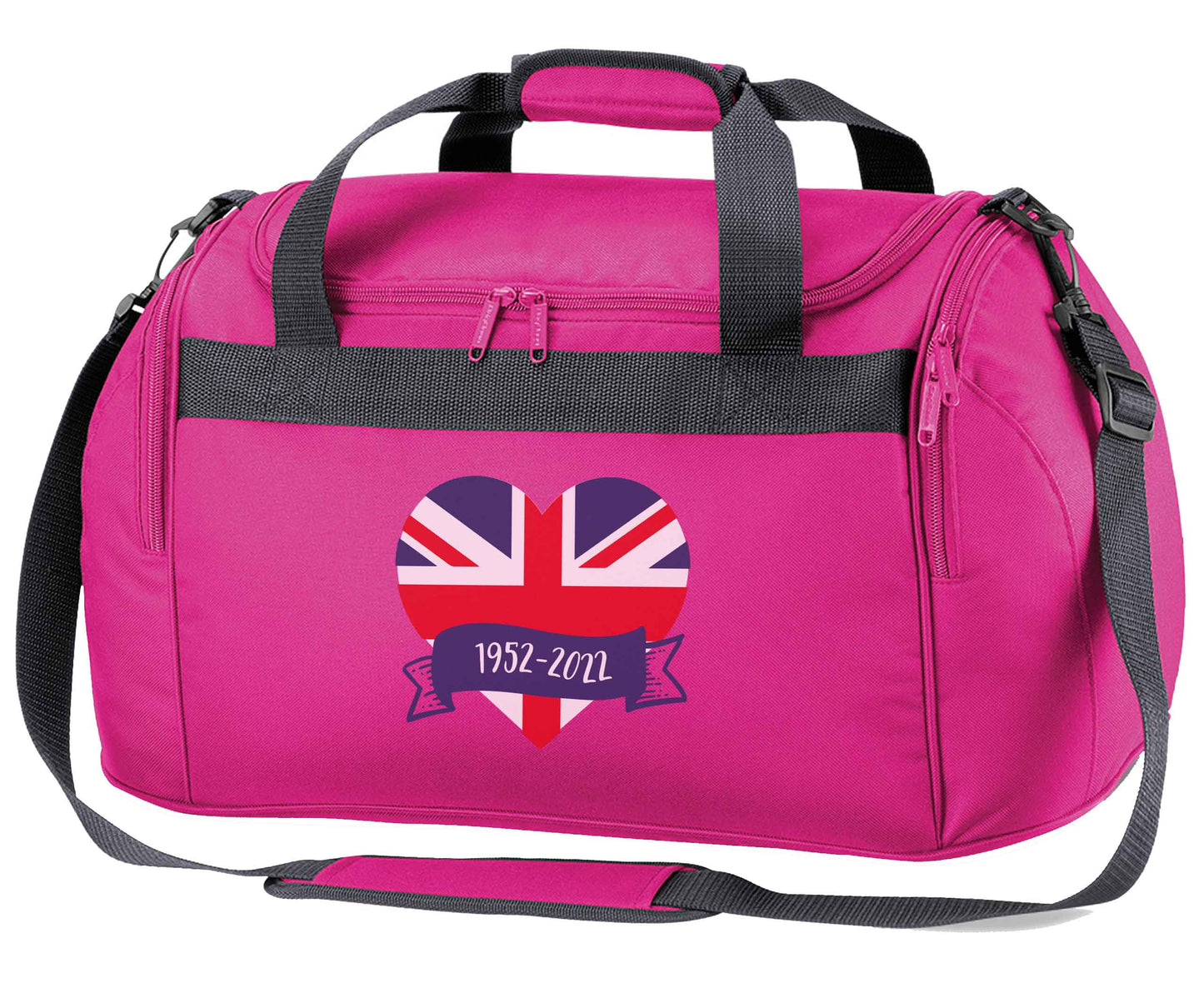British flag heart Queens jubilee pink holdall / duffel bag