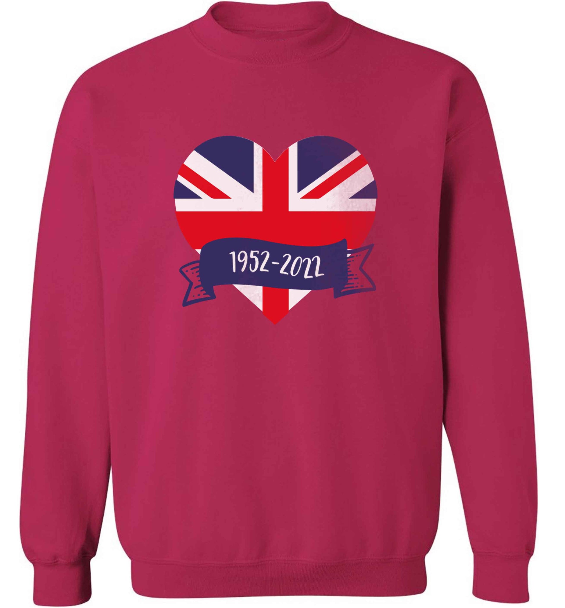 British flag heart Queens jubilee adult's unisex pink sweater 2XL
