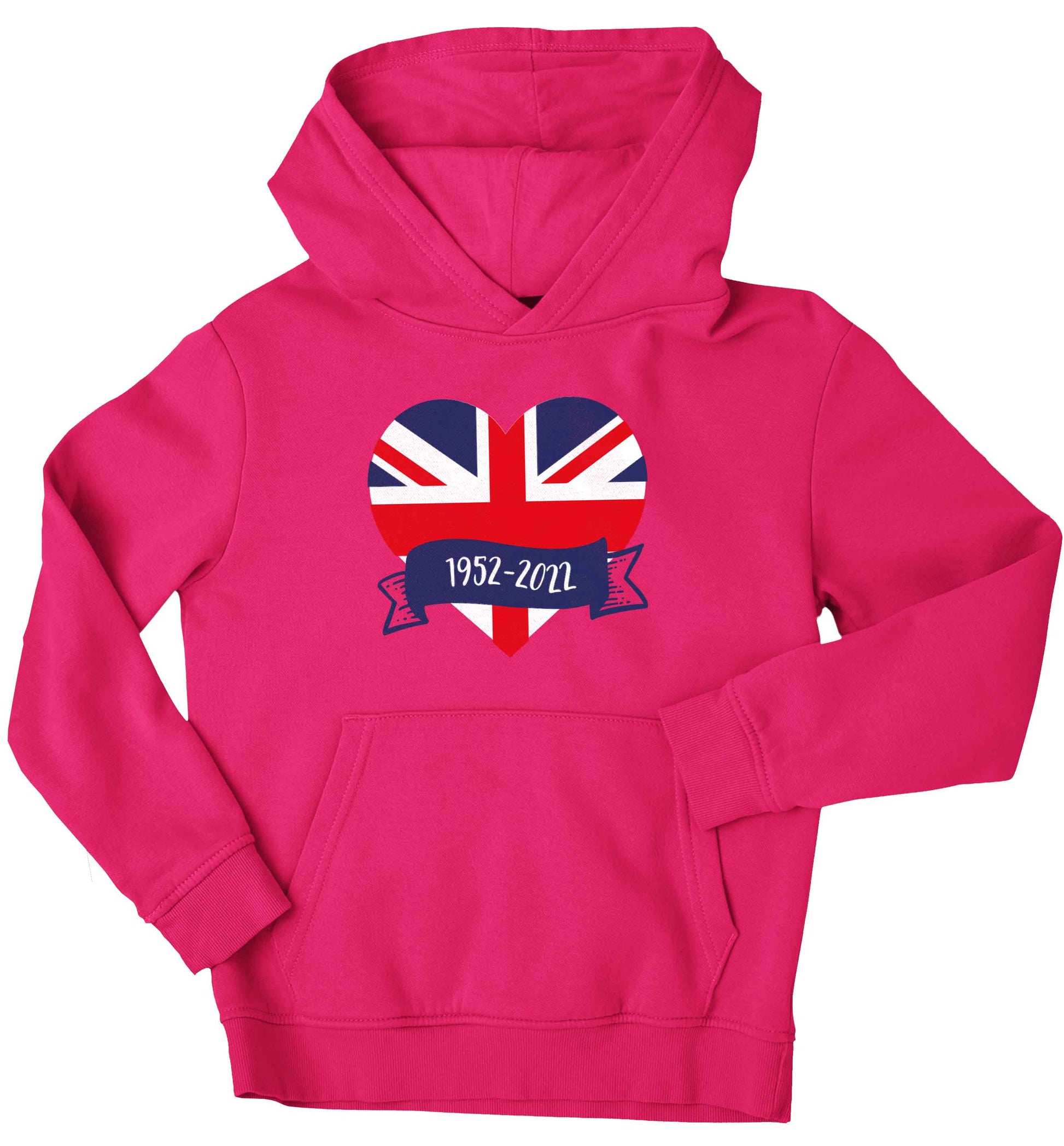 British flag heart Queens jubilee children's pink hoodie 12-13 Years