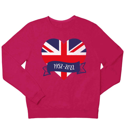 British flag heart Queens jubilee children's pink sweater 12-13 Years