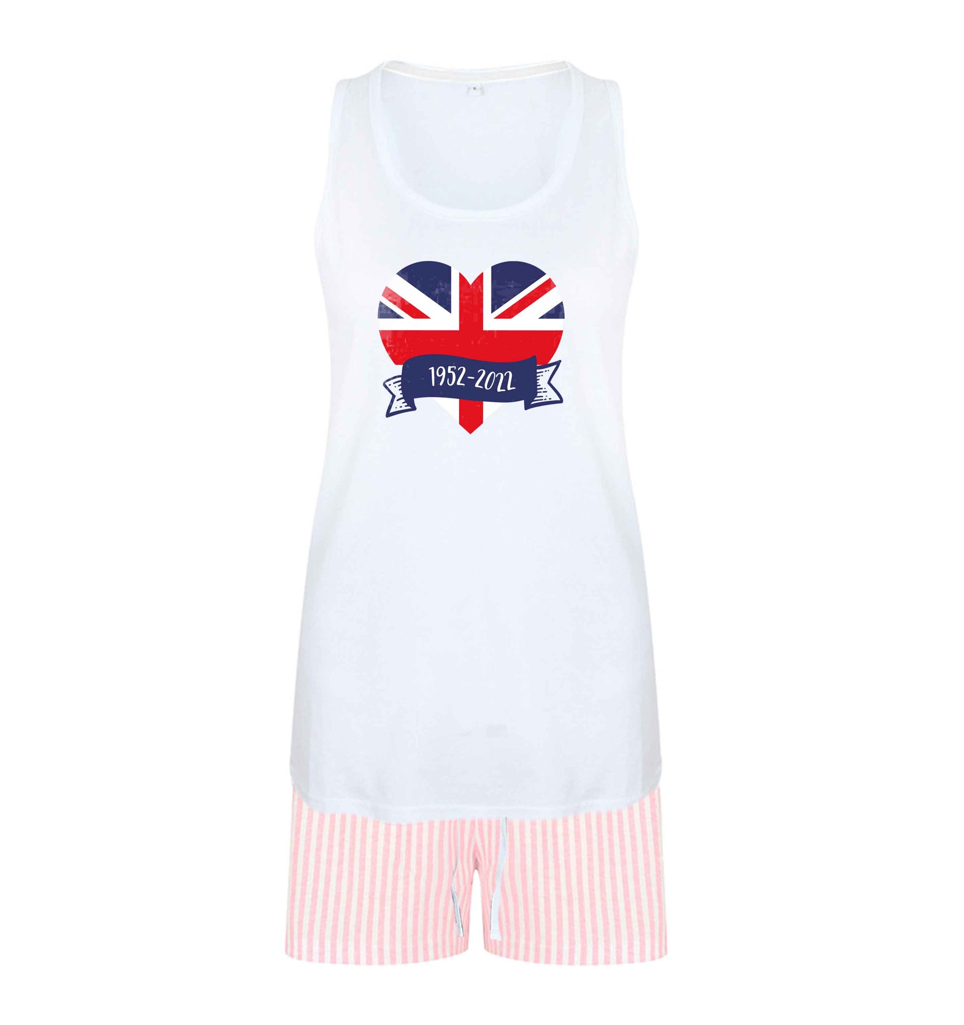 British flag heart Queens jubilee size XL women's pyjama shorts set in pink 
