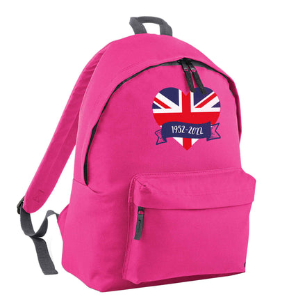 British flag heart Queens jubilee pink adults backpack