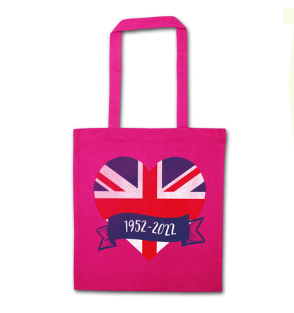 British flag heart Queens jubilee pink tote bag