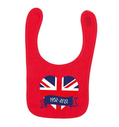 British flag heart Queens jubilee red baby bib