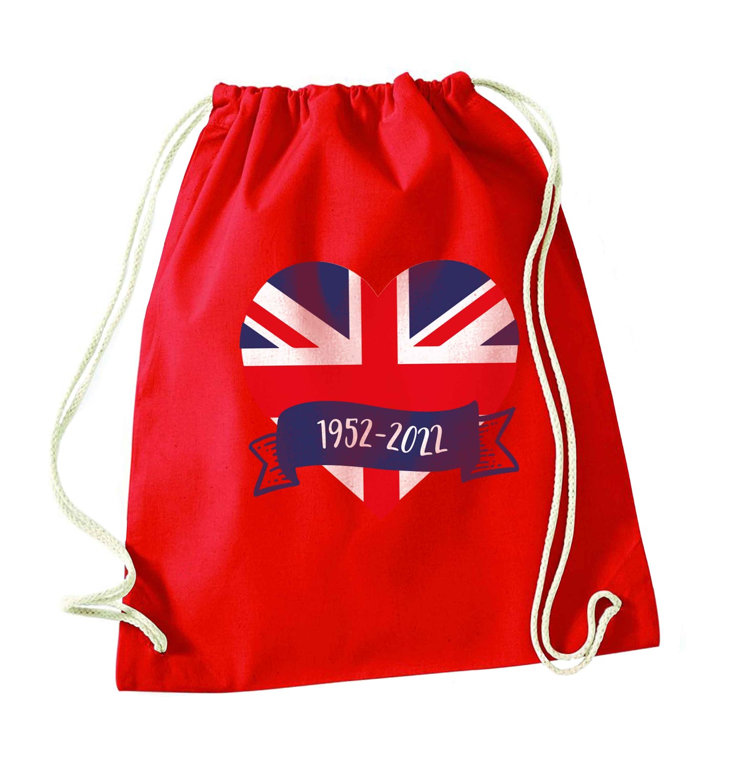 British flag heart Queens jubilee red drawstring bag 