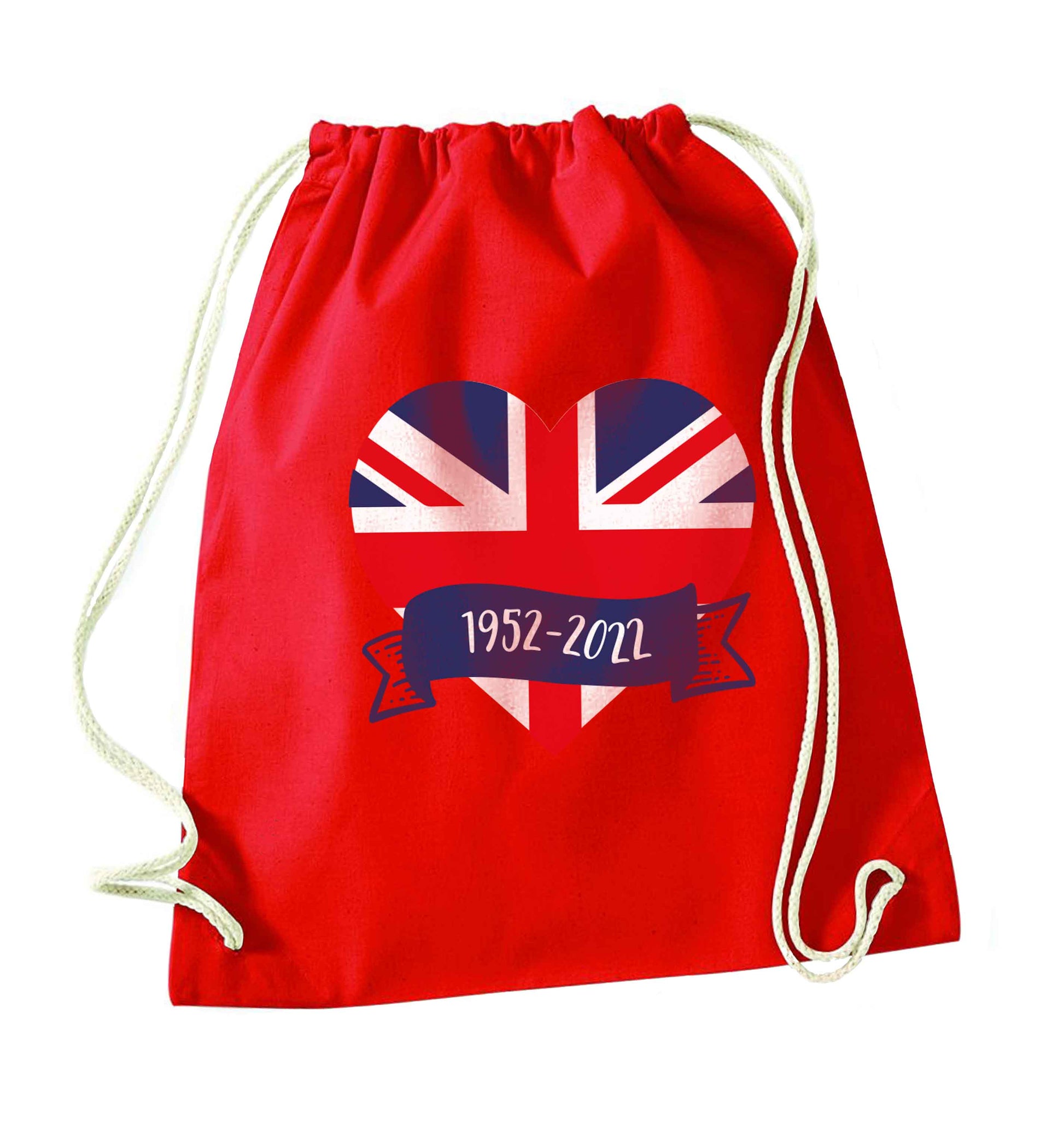 British flag heart Queens jubilee red drawstring bag 