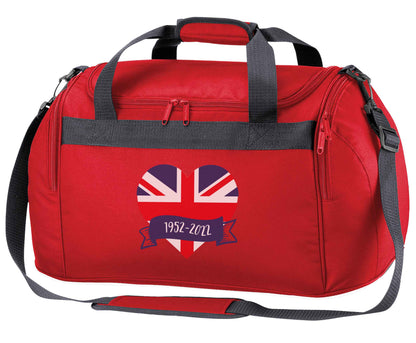 British flag heart Queens jubilee red holdall / duffel bag