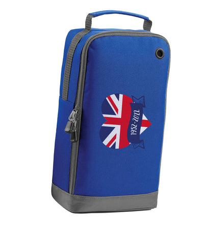 British flag heart Queens jubilee blue sports shoe bag horizontal print