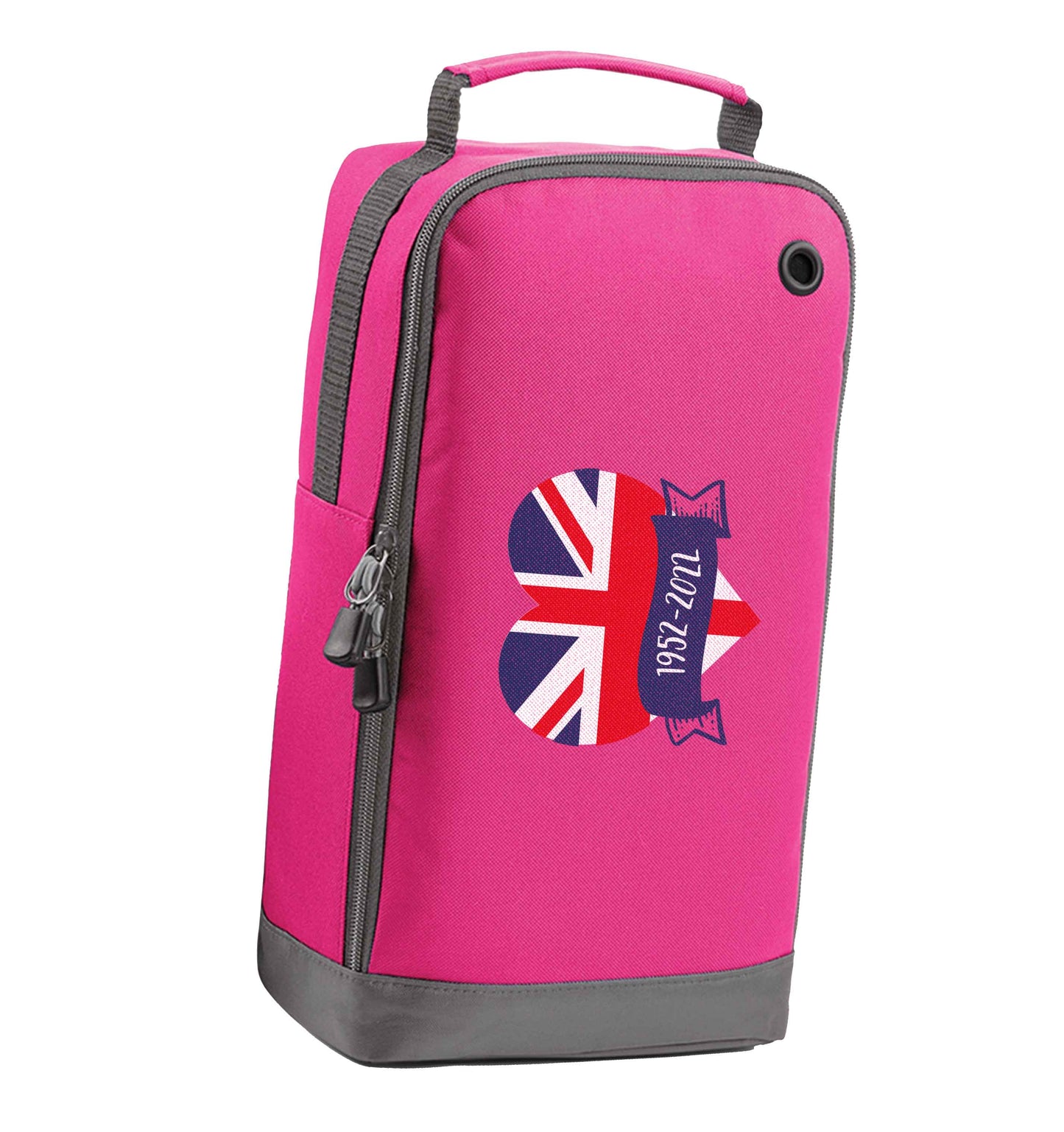 British flag heart Queens jubilee pink sports shoe bag horizontal print
