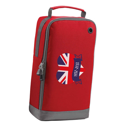 British flag heart Queens jubilee red sports shoe bag horizontal print