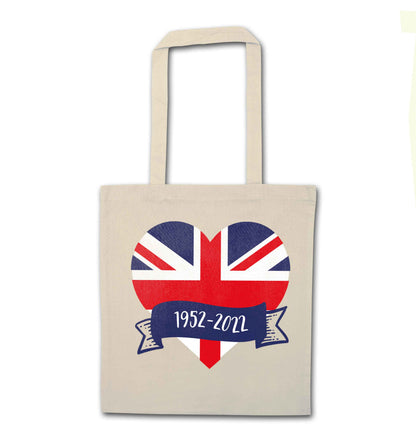 British flag heart Queens jubilee natural tote bag