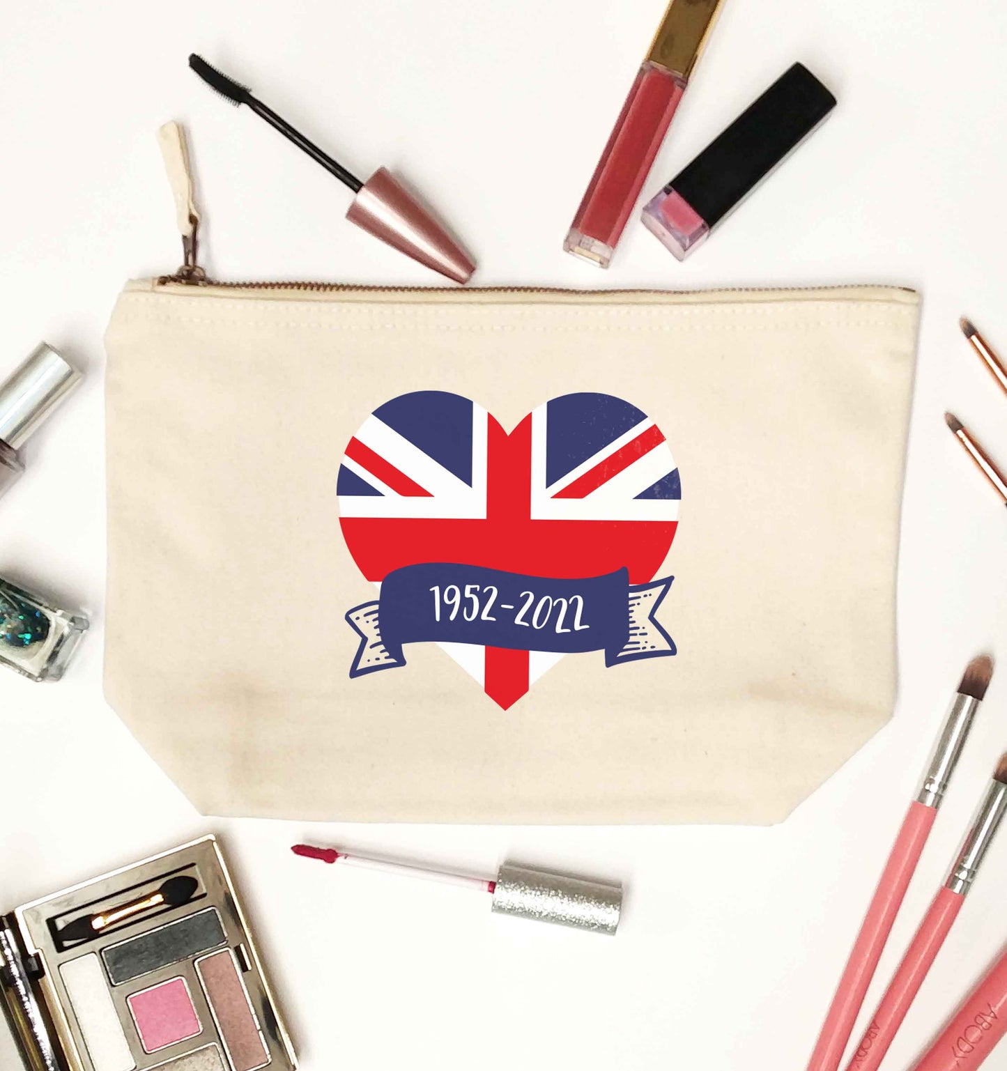 British flag heart Queens jubilee natural makeup bag