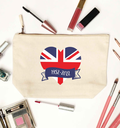 British flag heart Queens jubilee natural makeup bag