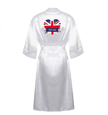 British flag heart Queens jubilee XL/XXL white ladies dressing gown size 16/18
