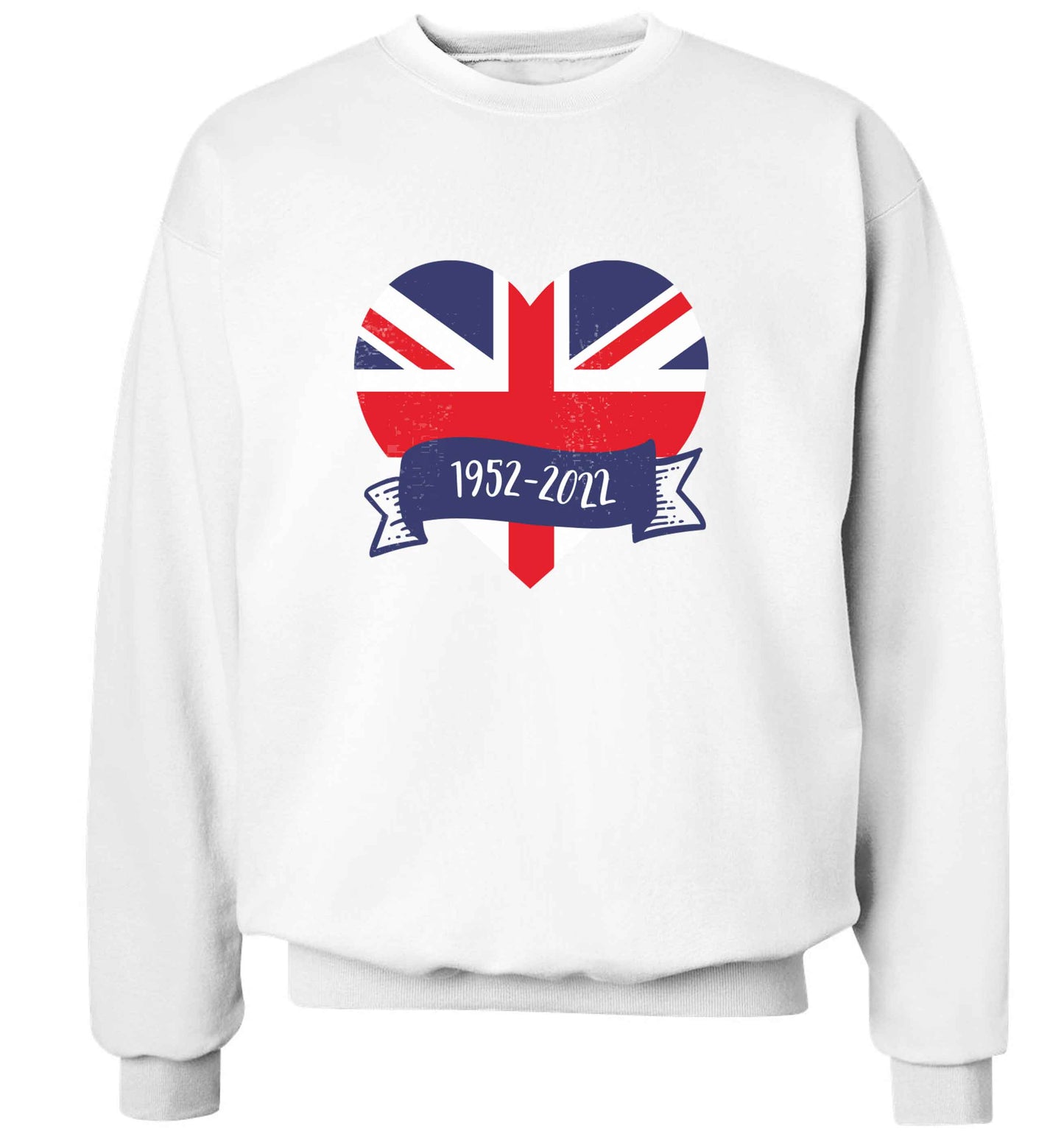 British flag heart Queens jubilee adult's unisex white sweater 2XL