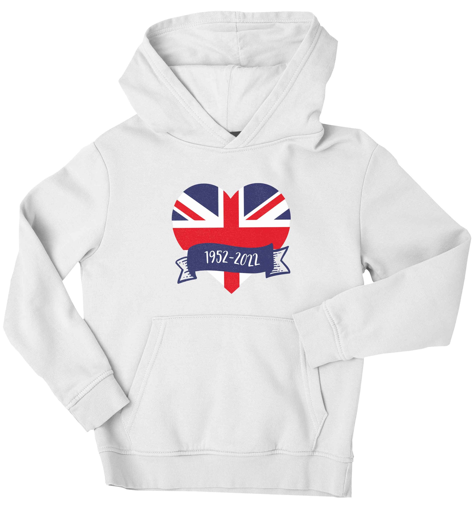 British flag heart Queens jubilee children's white hoodie 12-13 Years