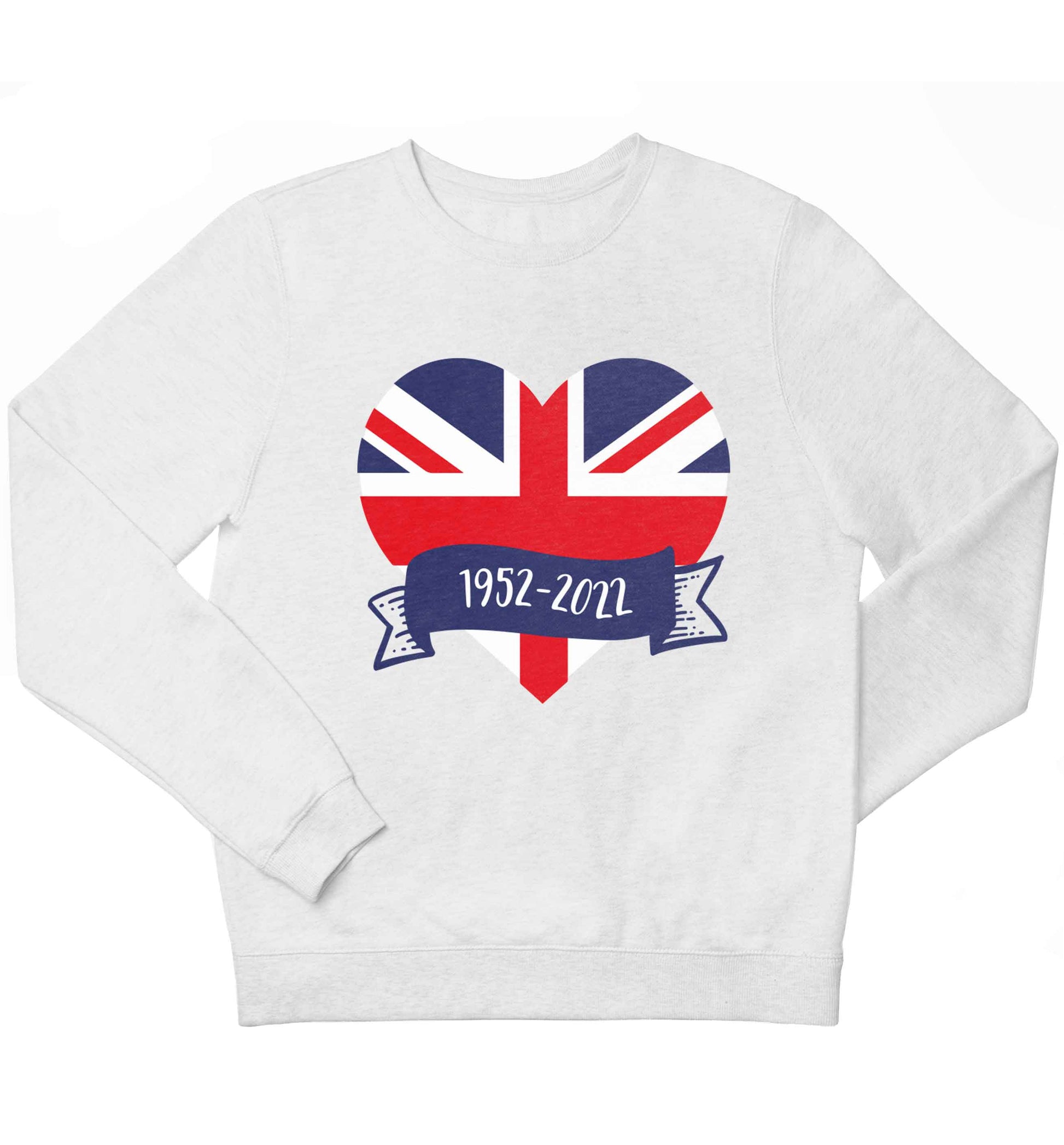 British flag heart Queens jubilee children's white sweater 12-13 Years