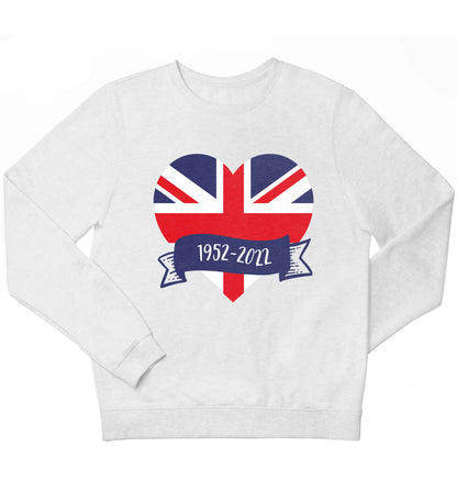 British flag heart Queens jubilee children's white sweater 12-13 Years