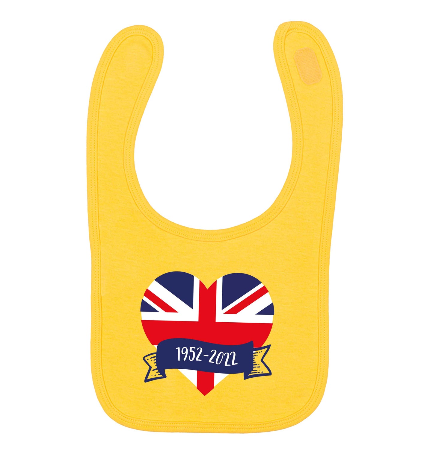 British flag heart Queens jubilee yellow baby bib