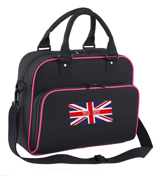 British flag Queens jubilee children's dance bag black with pink detail