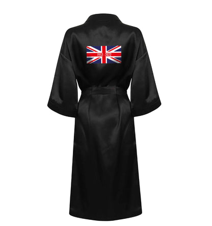 British flag Queens jubilee XL/XXL black ladies dressing gown size 16/18